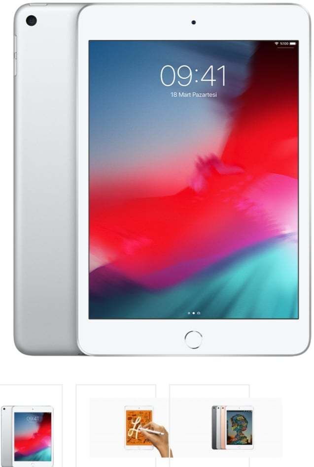 İPAD MİNİ 7.9 inç retina ekran 64 GB WİFİ + CELLULAR uzay grisi, gümüş, altın renklerde, A12 Bionic çip Bluetooth klavyelerle uyumluluk, Apple pencil (1.nesil) ile uyumluluk.