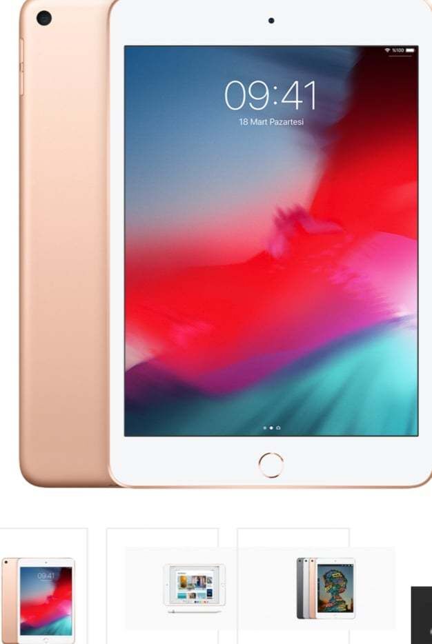 İPAD MİNİ 7.9 inç retina ekran 256 GB WİFİ  uzay grisi, gümüş, altın renklerde, A12 Bionic çip Bluetooth klavyelerle uyumluluk, Apple pencil (1.nesil) ile uyumluluk.