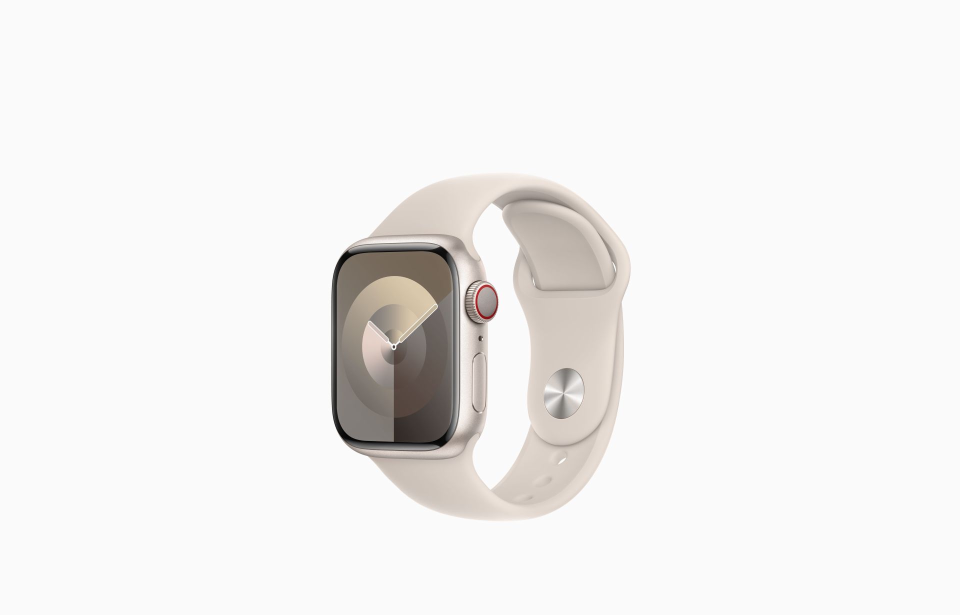 Apple Watch Series 9 GPS 45mm Yıldız Işığı Alüminyum Kasa ve Yıldız Işığı Spor Kordon - M/L - MR973TU/A
