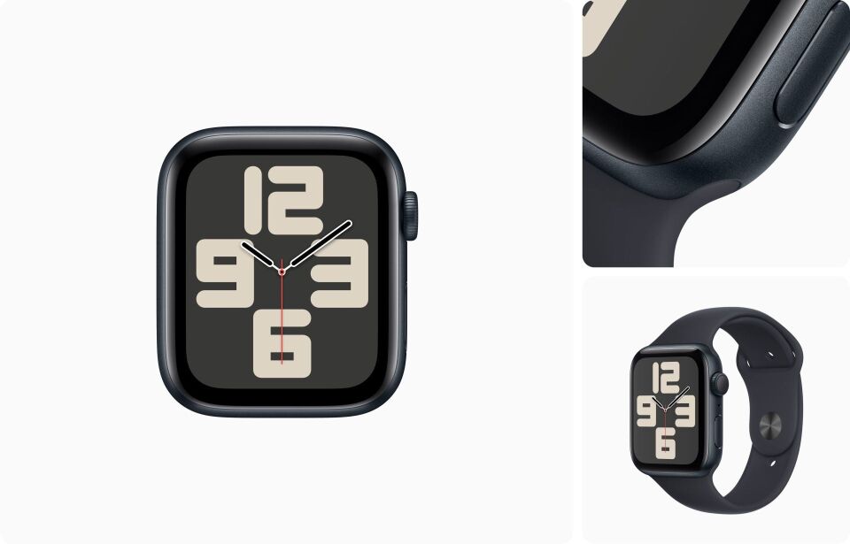 Apple Watch SE GPS 44mm Gece Yarısı Alüminyum Kasa ve Gece Yarısı Spor Kordon - S/M - MRE73TU/A
