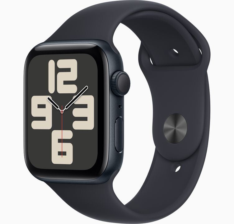 Apple Watch SE GPS 44mm Gece Yarısı Alüminyum Kasa ve Gece Yarısı Spor Kordon - S/M - MRE73TU/A