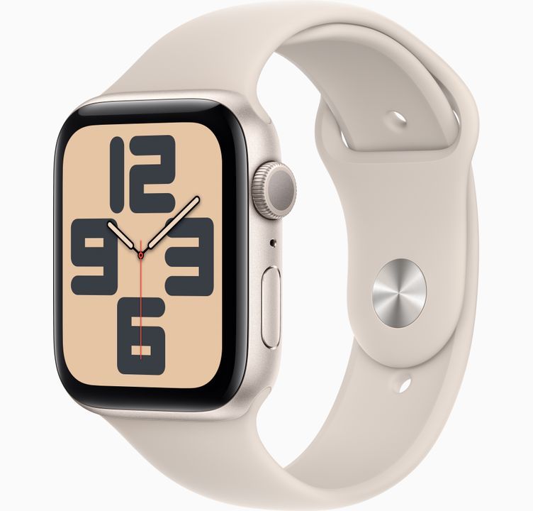 Apple Watch SE GPS 44mm Yıldız Işığı Alüminyum Kasa ve Yıldız Işığı Spor Kordon - M/L - MRE53TU/A