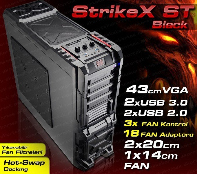 Atx Kasa PC STRIKE X KASA Intel 3.3 (r) Core İ7 (8 Core) 2Gb Ddr3 1066Mhz Ram Sistem Modeli: X58A-UD7 Nvidia 1536Mb Geforce x670 Ekran kartı 6ad ram slot 10ad 3.5''hdd yuva Sadece Kasa Paykom Güvenceli