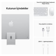 MGTF3TU/a   iMac (24 inç, M1, 2021)  4.5K M1 8CPU, 7GPU, 256GB SSD - Gümüş  paket açık